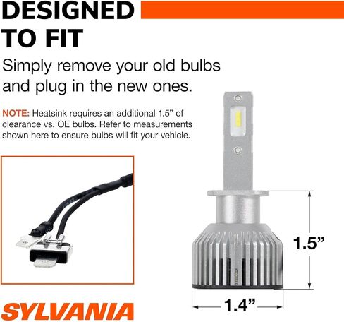 SYLVANIA H1 LED - مصابيح الضباب للسيارات والشاحنات - المصابيح الأمامية للرياضات على الطرق الوعرة - ضوء LED أبيض بارد 6000 كيلو - مصابيح طويلة الأمد - بدون قطبية - ترقية DIY in Saudi Arabia