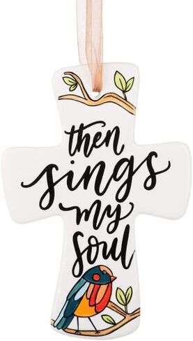 Glory Haus "Be Joyful Always Wall Cross - Ceramic Crosses Wall Decor, 4.5"x 6.5" Decorative Cross, Bright & Bold Patterns, Christian Decorations, Catholic Decor, Inspirational Crucifix Cross in Saudi Arabia