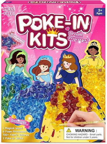 ZUNIRA Poke-in Kits Dream Princess, Mess-Free Creative Activity for Girls & Boys, Great for Pretend Play, DIY Art Craft Set, Christmas Gifts for Kids Ages 3, 4, 5, 6, 7, 8, 9 in Saudi Arabia