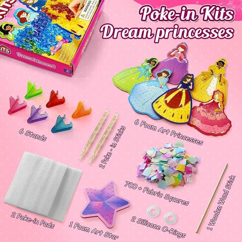 ZUNIRA Poke-in Kits Dream Princess, Mess-Free Creative Activity for Girls & Boys, Great for Pretend Play, DIY Art Craft Set, Christmas Gifts for Kids Ages 3, 4, 5, 6, 7, 8, 9 in Saudi Arabia