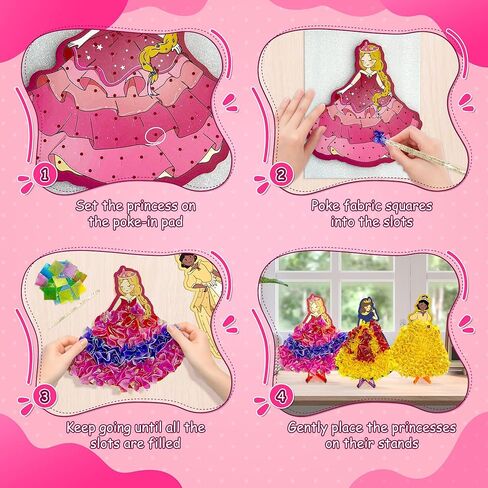 ZUNIRA Poke-in Kits Dream Princess, Mess-Free Creative Activity for Girls & Boys, Great for Pretend Play, DIY Art Craft Set, Christmas Gifts for Kids Ages 3, 4, 5, 6, 7, 8, 9 in Saudi Arabia