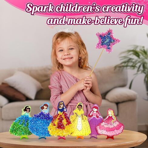 ZUNIRA Poke-in Kits Dream Princess, Mess-Free Creative Activity for Girls & Boys, Great for Pretend Play, DIY Art Craft Set, Christmas Gifts for Kids Ages 3, 4, 5, 6, 7, 8, 9 in Saudi Arabia