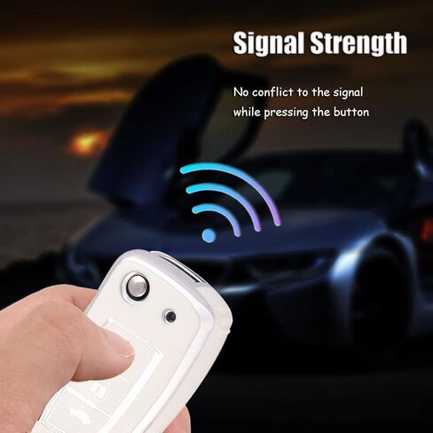 غطاء مفتاح HIBEYO متوافق مع Nissan Rogue Rogue Select Rogue Sport Sylphy Pulsar Sentra Accessories TPU بحافة فضية حامل حافظة مفاتيح قابل للطي 3 أزرار مع سلاسل مفاتيح لامعة - أبيض in Kuwait