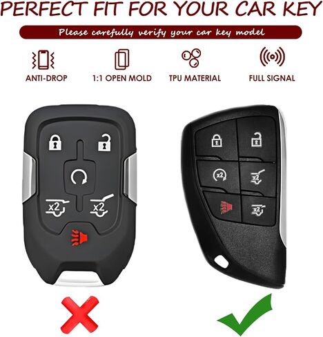 قطعتان متوافقتان مع غطاء مفتاح Chevy Key Fob يناسب 2021 2022 2023 2024 2025 GMC Yukon XL Denali Chevy Suburban Tahoe ملحقات حافظة TPU حامي رمادي/أبيض in Saudi Arabia