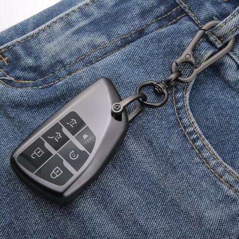 قطعتان متوافقتان مع غطاء مفتاح Chevy Key Fob يناسب 2021 2022 2023 2024 2025 GMC Yukon XL Denali Chevy Suburban Tahoe ملحقات حافظة TPU حامي رمادي/أبيض in Saudi Arabia