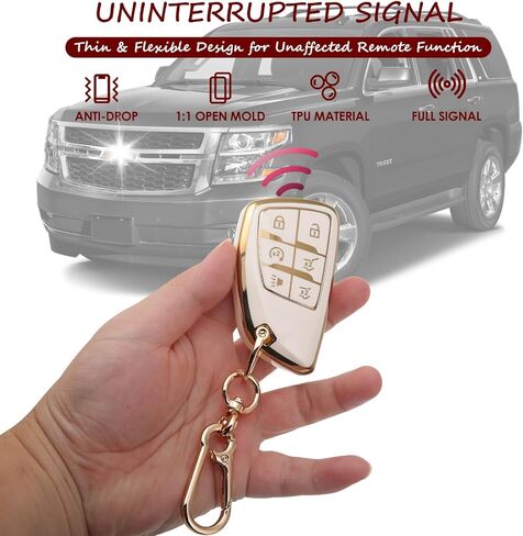 قطعتان متوافقتان مع غطاء مفتاح Chevy Key Fob يناسب 2021 2022 2023 2024 2025 GMC Yukon XL Denali Chevy Suburban Tahoe ملحقات حافظة TPU حامي رمادي/أبيض in Saudi Arabia