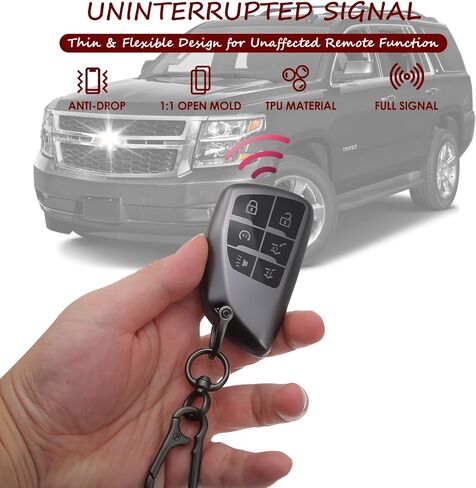 قطعتان متوافقتان مع غطاء مفتاح Chevy Key Fob يناسب 2021 2022 2023 2024 2025 GMC Yukon XL Denali Chevy Suburban Tahoe ملحقات حافظة TPU حامي رمادي/أبيض in Saudi Arabia