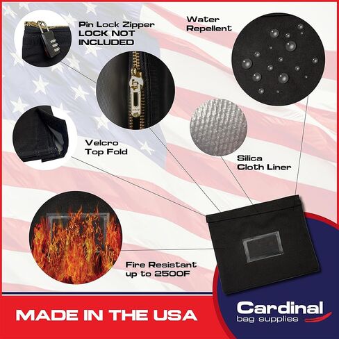 حقيبة مستندات مقاومة للحريق، مقاس 14 بوصة × 11 بوصة، طاردة للماء، وحقيبة تخزين آمنة، وحقيبة نقود، وحامل مستندات مقاوم للحريق والماء (برتقالي) in Kuwait