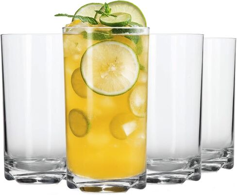 Lily's Home Unbreakable Premium Drinking Glasses Set of 4, Plastic Cups, Reusable Drinkware, Tumblers Water Cups in 4 Colors BPA-Free Shatterproof & Stackable, Indoor & Outdoor cups 3.4in×4.3in,13.5oz in Kuwait