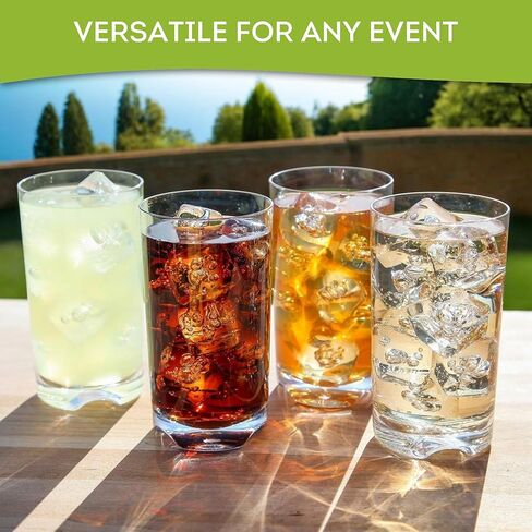 Lily's Home Unbreakable Premium Drinking Glasses Set of 4, Plastic Cups, Reusable Drinkware, Tumblers Water Cups in 4 Colors BPA-Free Shatterproof & Stackable, Indoor & Outdoor cups 3.4in×4.3in,13.5oz in Kuwait