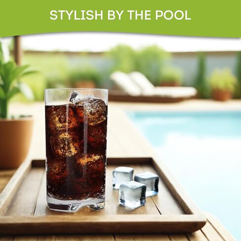 Lily's Home Unbreakable Premium Drinking Glasses Set of 4, Plastic Cups, Reusable Drinkware, Tumblers Water Cups in 4 Colors BPA-Free Shatterproof & Stackable, Indoor & Outdoor cups 3.4in×4.3in,13.5oz in Kuwait