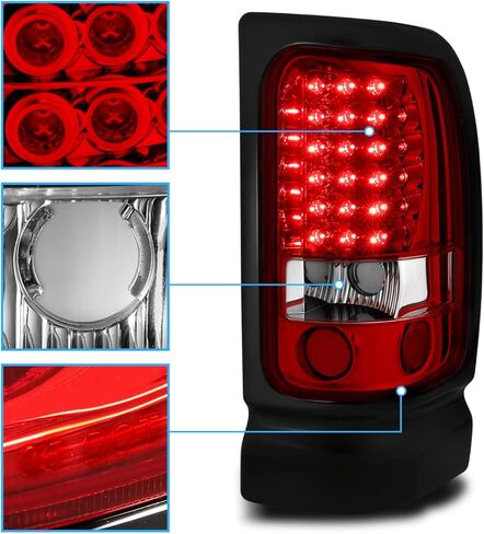 AmeriLite for 94-01 Dodge Ram 1500 2500 3500 Crystal Red LED مجموعة مصابيح الفرامل الخلفية - جانب الركاب والسائق in Saudi Arabia