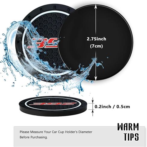 2Pcs Silicone Coasters for Camaro rs Cup Holder Coasters for rs car Accessories Decor.(Min-Red-RS) in Saudi Arabia