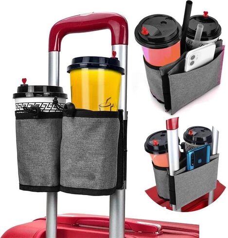 Travel Luggage Cup Holder Durable Free Hand Suitcase Drink Bag Travel Milk Tea Coffee Mugs Holder Fits All Suitcase Handles in Saudi Arabia