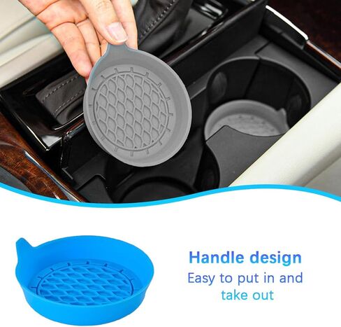 4PCS Car Cup Holder Coaster, Silicone Non-Slip Sift-Proof Recessed Vehicle Water Bottle Mat, Automotive Interior Drink Insert Pad Accessories, Universal for RV, Sedan, Truck (Blue) in Saudi Arabia