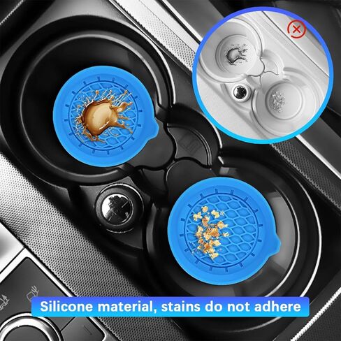 4PCS Car Cup Holder Coaster, Silicone Non-Slip Sift-Proof Recessed Vehicle Water Bottle Mat, Automotive Interior Drink Insert Pad Accessories, Universal for RV, Sedan, Truck (Blue) in Saudi Arabia