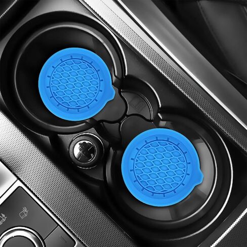 4PCS Car Cup Holder Coaster, Silicone Non-Slip Sift-Proof Recessed Vehicle Water Bottle Mat, Automotive Interior Drink Insert Pad Accessories, Universal for RV, Sedan, Truck (Blue) in Saudi Arabia