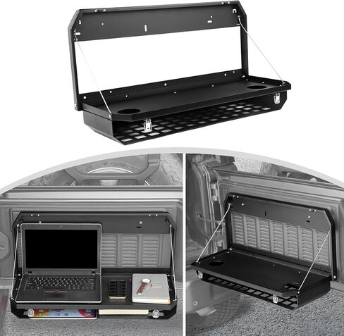 طاولة الباب الخلفي من CheroCar مناسبة لـ Wrangler 2007-2018 JK JKU 2018-2024 JL JLU، رف تخزين خلفي قابل للطي، حامل أمتعة تخزين البضائع ورف التخزين in Saudi Arabia