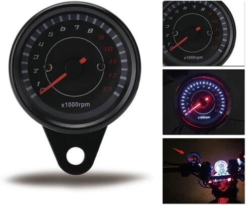 Motorcycle Speedometer Gauge Motorcycle Tachometer Meter LED Backlight Tachometer Gauge 13000RPM Rev Counter for DC 12V Tachometer Gauge with Indicator in Saudi Arabia