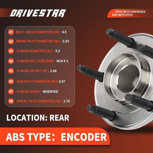 DRIVESTAR 512334 FWD محور عجلات خلفي ومجموعة تحمل يسار/يمين 2007 2008 لفورد إيدج، لينكولن MKX، 5 العروة in Saudi Arabia