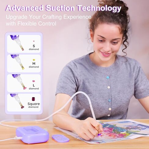 AIYUNDI Electric Diamond Painting Pen, Vacuum Diamond Painting Pen, Diamond Art Pens Kits for Adults with 3-Level Suction, 2 Suction Pens and Storage Tray, Gifts for Women in Saudi Arabia