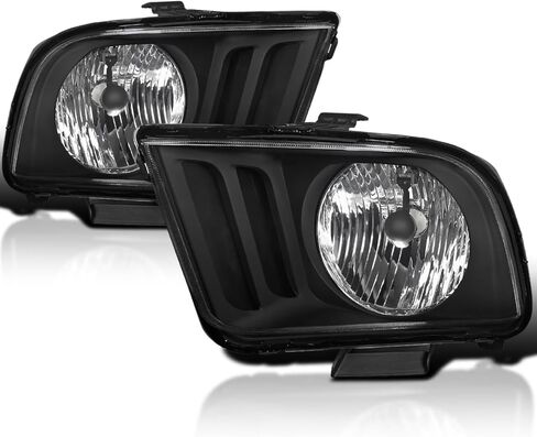 SPEC-D ضبط المصابيح الأمامية للدخان الأسود المتوافقة مع 2005-2009 Ford Mustang، مجموعة المصابيح الأمامية اليسرى + اليمنى in Saudi Arabia