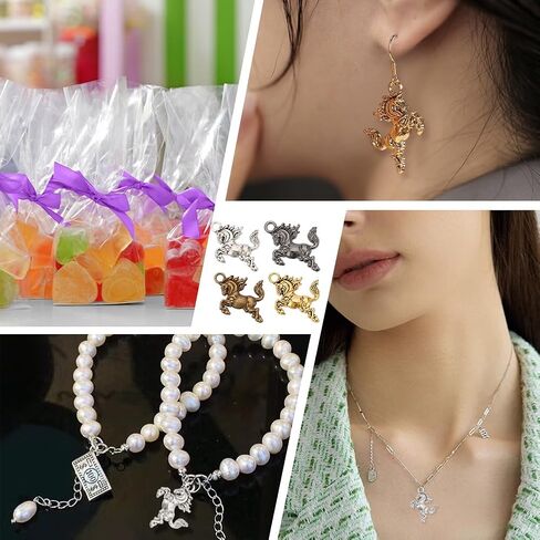 PH PandaHall 80pcs Horse Charms 4 Colors Tibetan Style Alloy Pendants Equestrian Horsemanship Beads Running Horse Animal Charms for DIY Crafts Bracelet Necklace Jewelry Making Hole: 3mm in Saudi Arabia