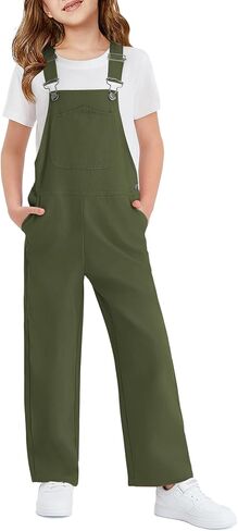 Haloumoning Girls Boys Overalls Adjustable Strap Loose Fit Jumpsuits Casual Bib Overalls 5-14 Years in Kuwait