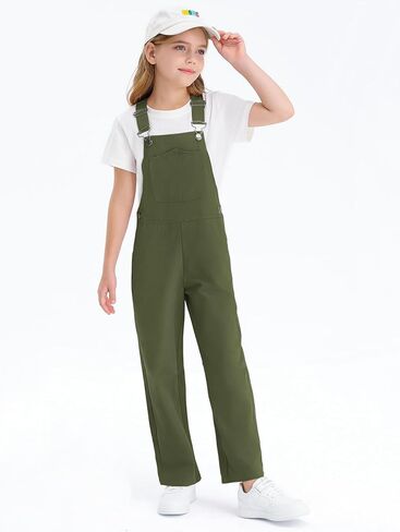 Haloumoning Girls Boys Overalls Adjustable Strap Loose Fit Jumpsuits Casual Bib Overalls 5-14 Years in Kuwait