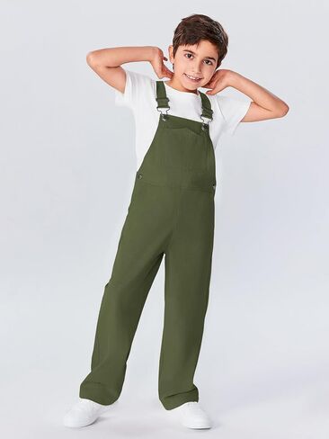 Haloumoning Girls Boys Overalls Adjustable Strap Loose Fit Jumpsuits Casual Bib Overalls 5-14 Years in Kuwait