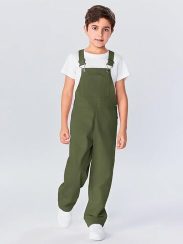 Haloumoning Girls Boys Overalls Adjustable Strap Loose Fit Jumpsuits Casual Bib Overalls 5-14 Years in Kuwait