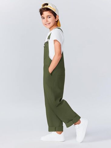 Haloumoning Girls Boys Overalls Adjustable Strap Loose Fit Jumpsuits Casual Bib Overalls 5-14 Years in Kuwait