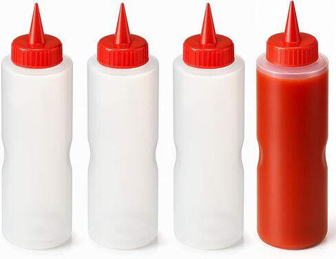 JapanBargain 3270x2, Set of 2 Squirt Condiment Bottles Japanese Squeeze Bottles Ketchup Bottle 11 ounce Made in Japan, Red in Saudi Arabia