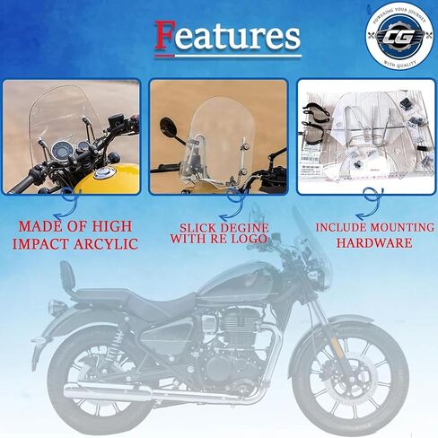 مناسب لشاشة التجول المتوافقة مع Royal Enfield Meteor 350 | زجاج أمامي شفاف لحماية معززة من الرياح | تصميم متين وأنيق | الجزء رقم KXA00146 in Saudi Arabia