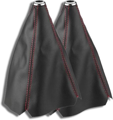 Keenso 2Pcs Shifter Boot Universal, PU Leather Shift Boot Retainer Stick Shift Sleeve Gear Shifter Boot Gear Gaiter Cover Black Bright Red Stitch in Saudi Arabia