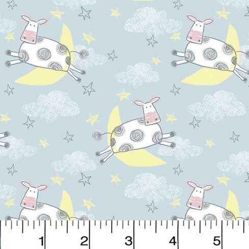Flannel Comfy Cow Jumped Over Moon AE Nathan Fabric Sold by The Yard in Saudi Arabia