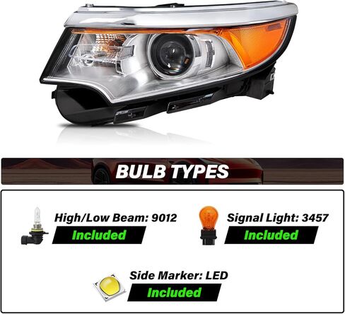 Bingbingmotor Headlights Assembly w/Bulbs Compatible with 2011 2012 2013 2014 Ford Edge Halogen Replacement Projector Headlamp Right Passenger &Left Driver Side,Chrome Housing in Saudi Arabia