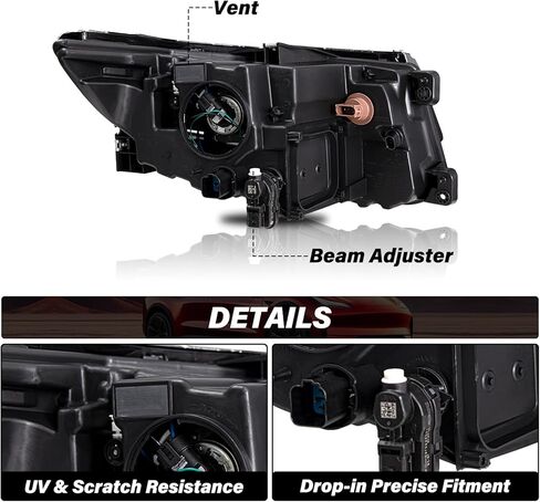 Bingbingmotor Headlights Assembly w/Bulbs Compatible with 2011 2012 2013 2014 Ford Edge Halogen Replacement Projector Headlamp Right Passenger &Left Driver Side,Chrome Housing in Saudi Arabia
