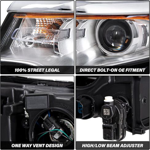 Bingbingmotor Headlights Assembly w/Bulbs Compatible with 2011 2012 2013 2014 Ford Edge Halogen Replacement Projector Headlamp Right Passenger &Left Driver Side,Chrome Housing in Saudi Arabia
