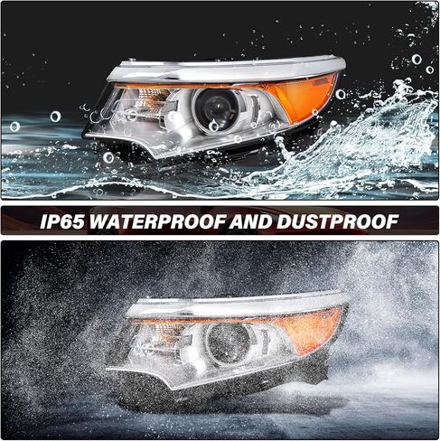 Bingbingmotor Headlights Assembly w/Bulbs Compatible with 2011 2012 2013 2014 Ford Edge Halogen Replacement Projector Headlamp Right Passenger &Left Driver Side,Chrome Housing in Saudi Arabia