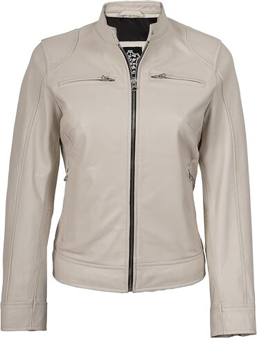 سترة جلدية للنساء - سترات جلدية من جلد الخراف الحقيقي لراكبي الدراجات النارية من Dodg للسيدات in Kuwait