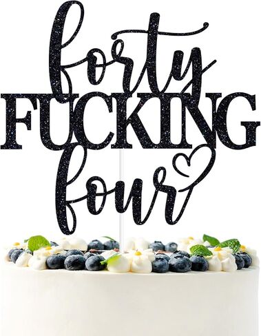 Black Glitter Forty Fucking Four Cake Topper, Happy 44th Birthday/Cheers to 44 Years, Funny 44th Birthday Party Decorations Supplies for Women Men in Saudi Arabia