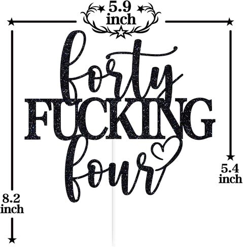 Black Glitter Forty Fucking Four Cake Topper, Happy 44th Birthday/Cheers to 44 Years, Funny 44th Birthday Party Decorations Supplies for Women Men in Saudi Arabia