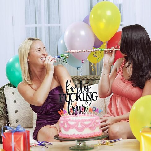 Black Glitter Forty Fucking Four Cake Topper, Happy 44th Birthday/Cheers to 44 Years, Funny 44th Birthday Party Decorations Supplies for Women Men in Saudi Arabia