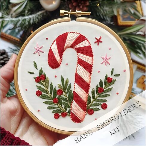 Atlodas Christmas Embroidery KIT, Christmas Gnomes Embroidery Kits for Beginners with Pattern, Cotton Threads, Needles, Instruction, 20cm Hoop - Gift for Mom, Grandma (Holiday-Village) in Saudi Arabia