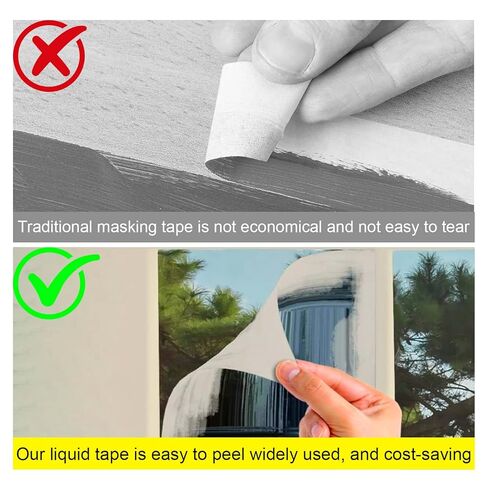 Masking Liquid Tape, Transparent Peelable Coating, Used for Priming Window Painting, Metal, Wood, Glass, Plastic, Non-Porous Painted Surfaces(with Brush in Kuwait