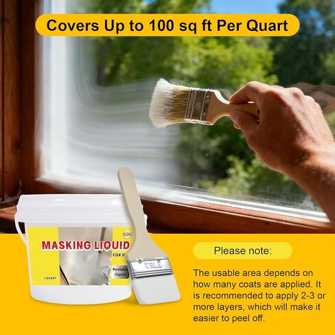Masking Liquid Tape, Transparent Peelable Coating, Used for Priming Window Painting, Metal, Wood, Glass, Plastic, Non-Porous Painted Surfaces(with Brush in Kuwait