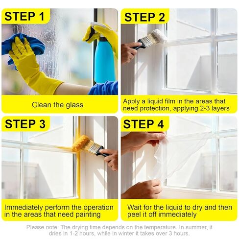 Masking Liquid Tape, Transparent Peelable Coating, Used for Priming Window Painting, Metal, Wood, Glass, Plastic, Non-Porous Painted Surfaces(with Brush in Kuwait