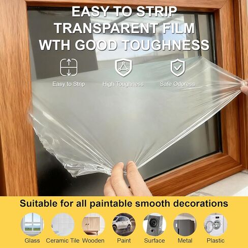 Masking Liquid Tape, Transparent Peelable Coating, Used for Priming Window Painting, Metal, Wood, Glass, Plastic, Non-Porous Painted Surfaces(with Brush in Kuwait