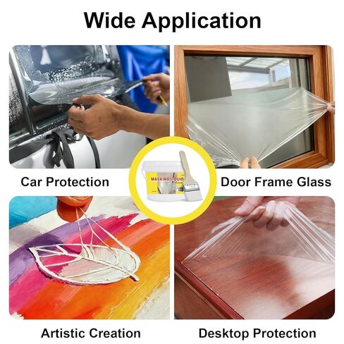 Masking Liquid Tape, Transparent Peelable Coating, Used for Priming Window Painting, Metal, Wood, Glass, Plastic, Non-Porous Painted Surfaces(with Brush in Kuwait